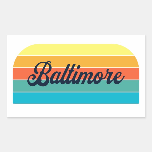 Retro Baltimore Rechteckiger Aufkleber (Vorderseite)