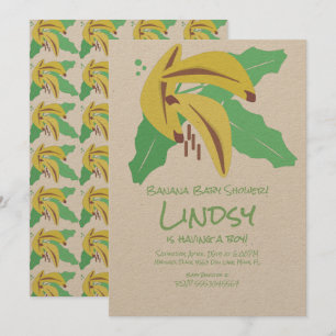 Retro-Banane Lila Baby Shower Kraft Einladung