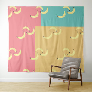 Retro-Bananen Bunte Formen Wandteppich
