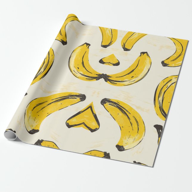 Retro Bananenwackelpapier Geschenkpapier (Ungerollt)