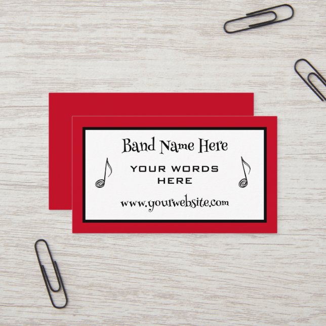 Retro Band Music Note Cartes de visite (Devant/Arrière en situation)
