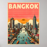 Retro Bangkok City skyline - Thailand Reisegeschen