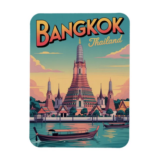 Retro Bangkok city  Wat Aru Thailand travel gifts Magnet (Vertikal)