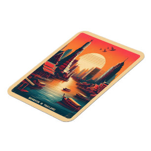 Retro-Bangkok-Stadt-Skyline - Thailand-Reisegesche Magnet