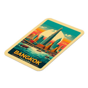 Retro-Bangkok-Stadt-Skyline - Thailand-Reisegesche Magnet