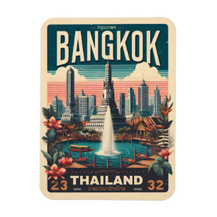 Retro-Bangkok-Stadt-Skyline - Thailand-Reisegesche Magnet