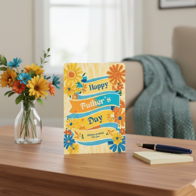 Retro Banner Floral Happy Vatertag Karte (Retro Banner Floral Happy Father's Day Card)