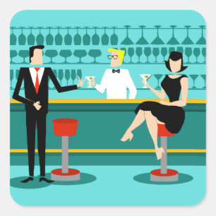Retro Bar-Aufkleber Quadratischer Aufkleber