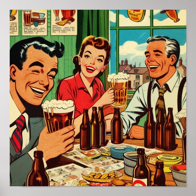 Retro-Bar-Bier-Comicen Poster (Vorne)