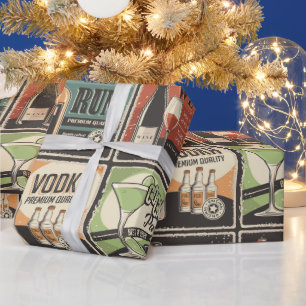 Retro-Bar-Getränk-Fliesen Geschenkpapier