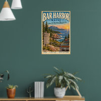 Retro Bar Harbor Maine Reiseplakat Acadia Wand