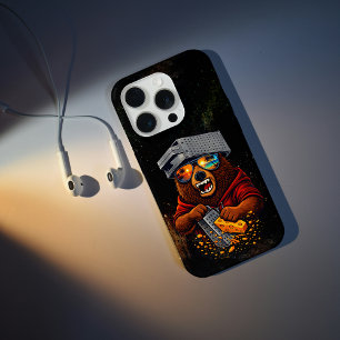Retro-Bär mit Käsehobel-Hut und Sonnenbrille iPhone 15 Pro Hülle