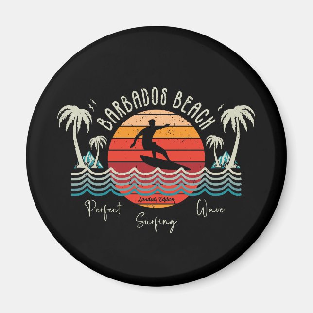 Retro Barbados Beach Magnet (Vorne)