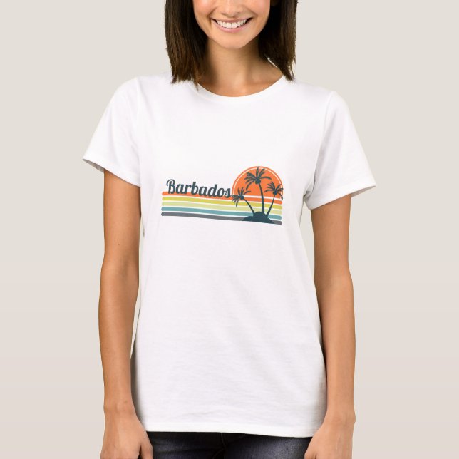 Retro Barbados Sunset T-Shirt (Vorderseite)
