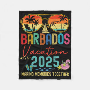 Retro Barbados Urlaub 2025 Erinnerungen Matching G Fleecedecke