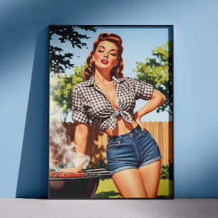 Retro-Barbecue-Pin-up Poster