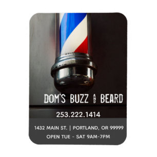 Retro Barber Pole Dark Gray Business  Magnet