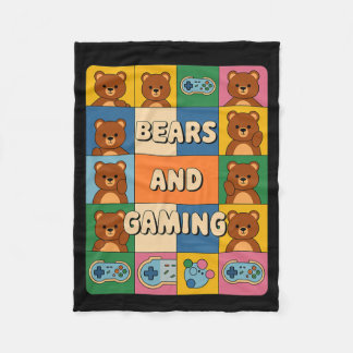 Retro-Bären und Gaming Lustiger Bärenliebhaber Vid Fleecedecke