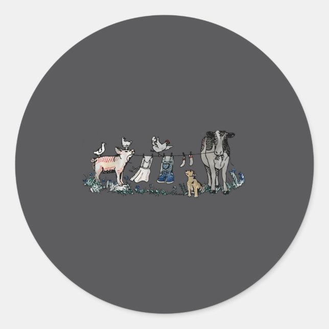 Retro Barnyard Animals Meme Farm Animals Hanging C Runder Aufkleber (Vorderseite)
