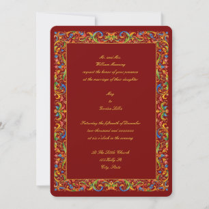 Retro Barock Rokoko 1685 Farbfoliage-Hochzeit Einladung
