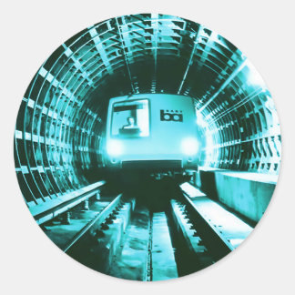 Retro-BART-Zug im Transbay-Tunnel Runder Aufkleber