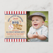Retro Baseball 1. Geburtstagsstars & Streifen Foto
