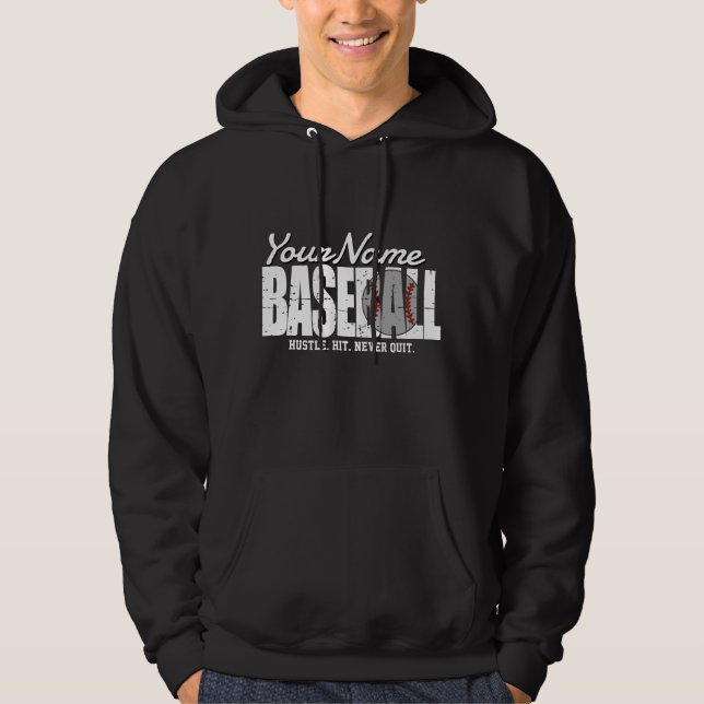 Retro Baseball ADD NAME Pinstripe Team Player Hoodie (Vorderseite)
