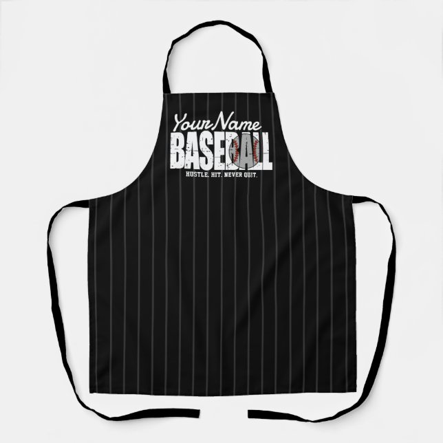Retro Baseball ADD NAME Pinstripe Team Player Schürze (Vorderseite)