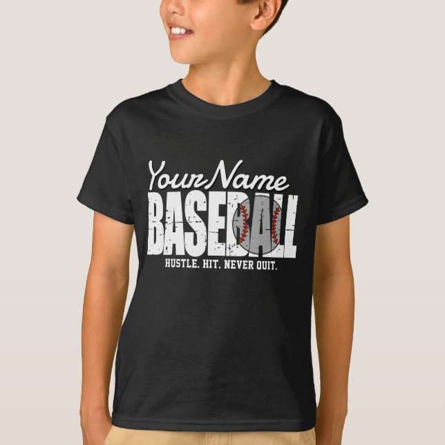Retro Baseball ADD NAME Pinstripe Team Player T-Shirt (Vorderseite)