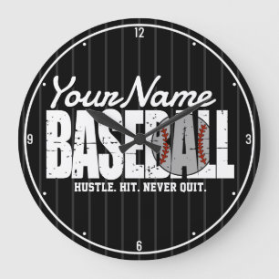 Retro-Baseball-ADD NAME Pinstripe-Team-Spieler Große Wanduhr