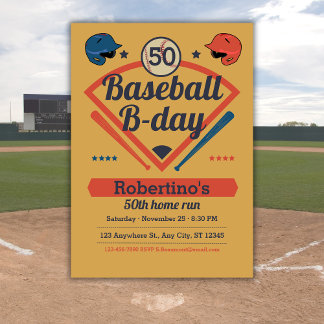 Retro Baseball B-Day Men's 50th Birthday Einladung