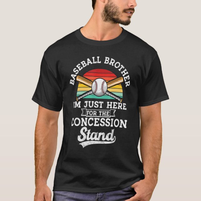 Retro Baseball Bruder Ich bin nur hier für Konzess T-Shirt (Vorderseite)