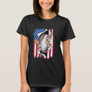 Retro Baseball Catcher USA-Flagge Unabhängigkeitst T-Shirt