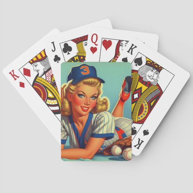 Retro Baseball Girl Spielkarten (Rückseite)