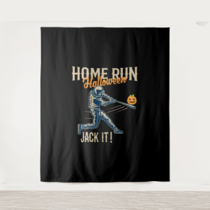 Retro-Baseball-Halloween-Spaß abgenutzt stilvoll Wandteppich