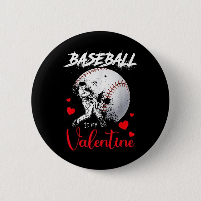 Retro Baseball ist mein ValentinsBaseball Ball Val Button (Vorderseite)