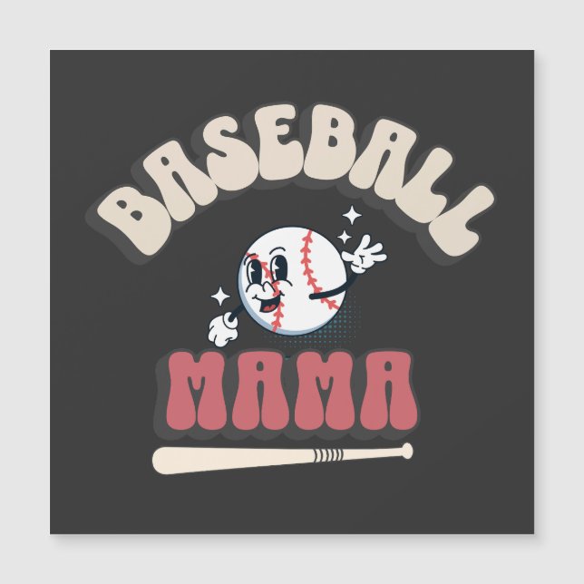 Retro Baseball Mama Magnetkarte (Vorderseite)