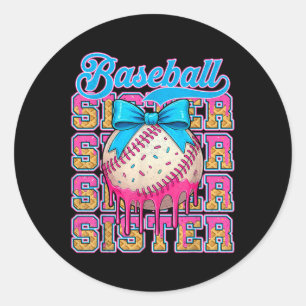 Retro Baseball Sister Ice Creme Tropfen Coquette B Runder Aufkleber