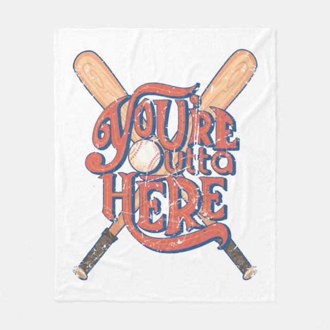 Retro-Baseball-Softball-Fan-Design Fleecedecke (Vorderseite)