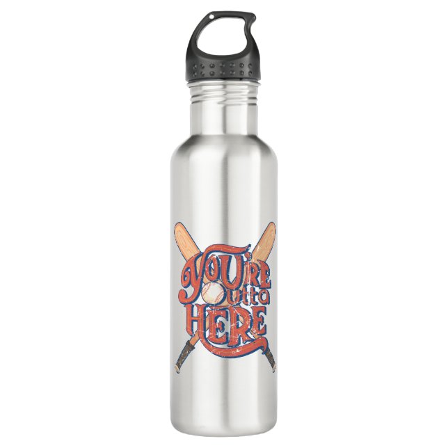 Retro Baseball Softball-Lüfterdesign Edelstahlflasche (Vorderseite)