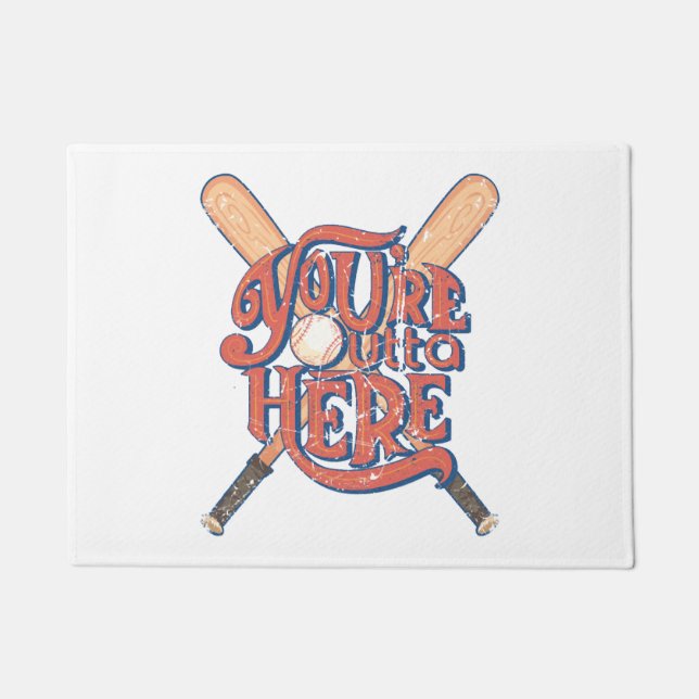 Retro Baseball Softball-Lüfterdesign Fußmatte (Vorderseite)