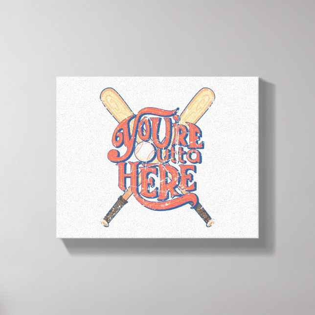 Retro Baseball Softball-Lüfterdesign Leinwanddruck (Vorderseite)