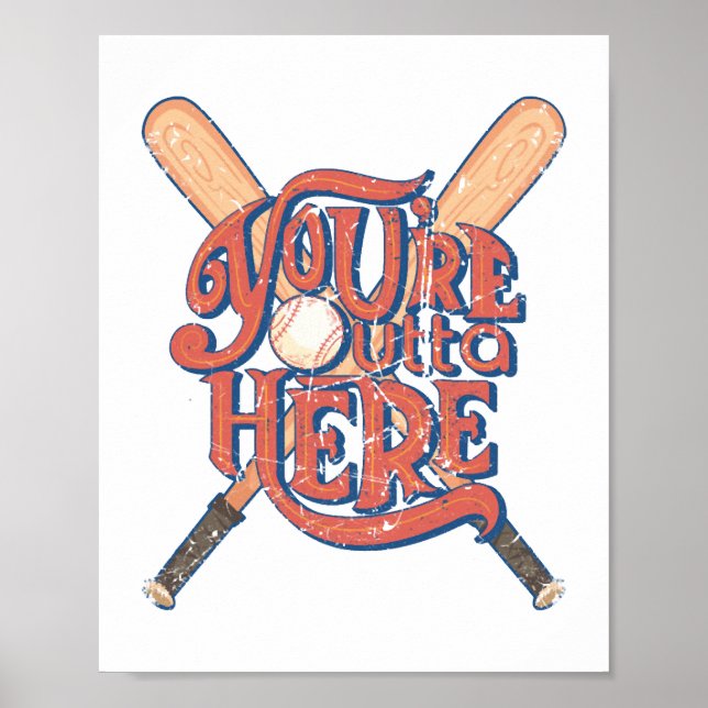 Retro Baseball Softball-Lüfterdesign Poster (Vorne)