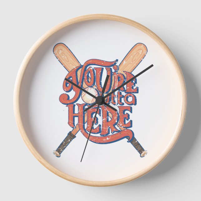 Retro Baseball Softball-Lüfterdesign Uhr (Vorderseite)
