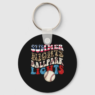 Retro Baseball Sommernächte Ballpark Lichter Männe Schlüsselanhänger