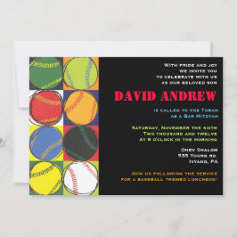 Retro Baseball Themed Bar Bat Mitzvah Einladung