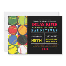 Retro Baseball Themed Bar Bat Mitzvah Einladung