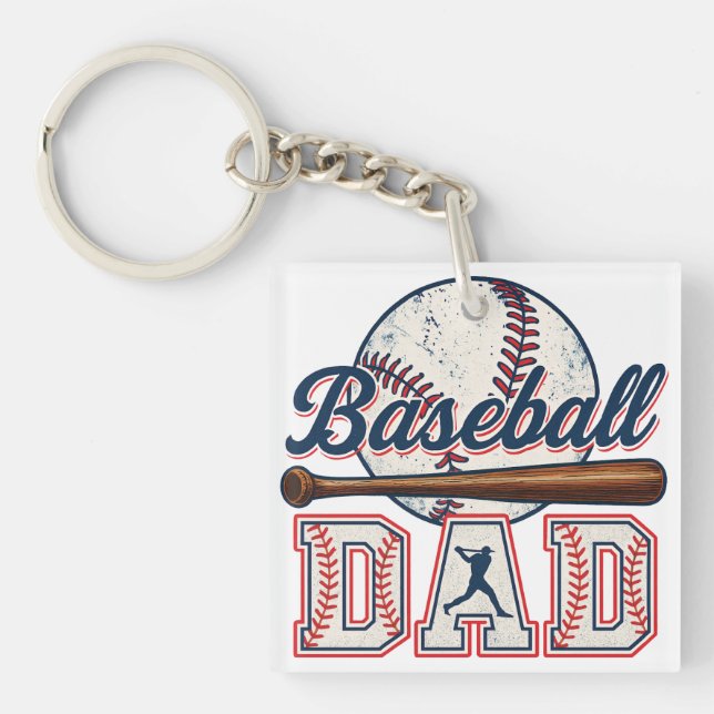 Retro Baseball-Vater Schlüsselanhänger (Vorderseite)