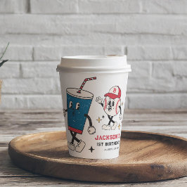 Retro Baseball Vibes Boy Birthday Party Pappbecher