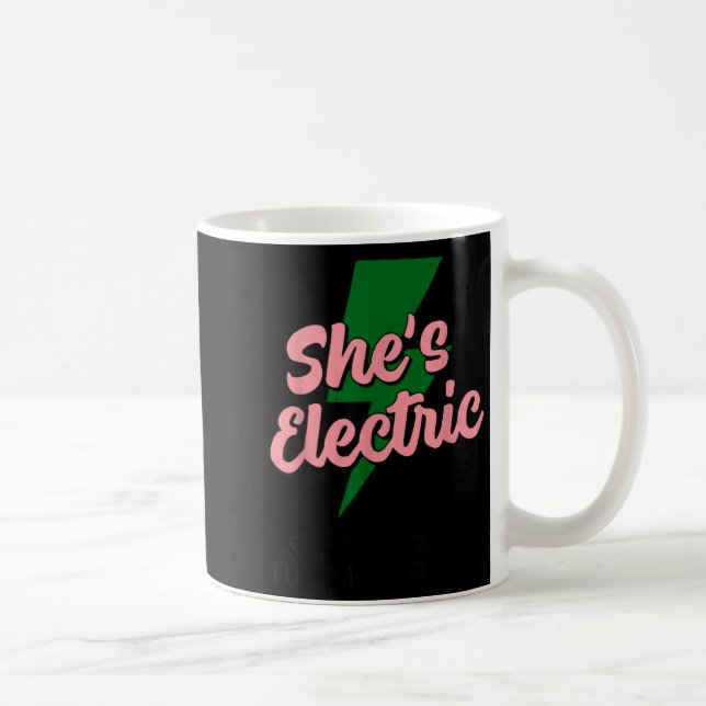 Retro Basic Lightning Quote She Electric Funny Sim Kaffeetasse (Rechts)